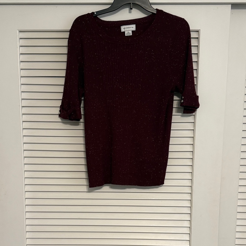 Liz Claiborne Burgundy Crew Neck Sweater